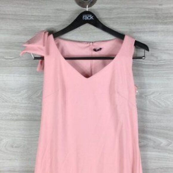 Marina Pink V Neck Bow Tie Sleeveless Midi Dress size 6 - Picture 3 of 5